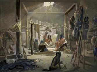 The Interior of a Hut of a Mandan Chief (detail)