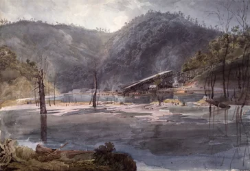 View of Mauch Chunk, Pennsylvania, with Railroad