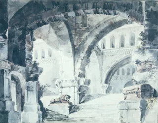 A Stage Drawing for a Vast Arched Interior