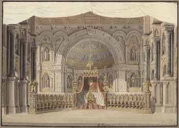 Agnes von Hohenstaufen. Opera by Gaspare Spontini. Design for the 1st decoration. Imperial Hall