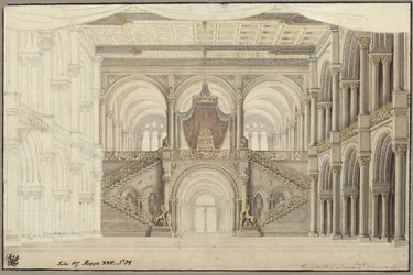 Agnes of Hohenstaufen. Opera by Gaspare Spontini. Design for the 3rd Decoration. Throne Room