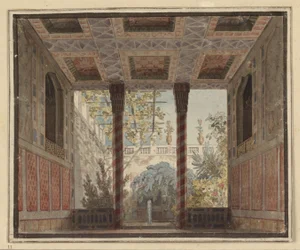Axur, King of Ormus. Opera by Antonio Salieri. Design for the 6th Decoration. Astasia