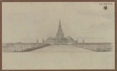 Berlin. Design for a Cathedral as a Monument to the Wars of Liberation (Liberation Cathedral), with a Crossing Tower and Domes over the Transepts