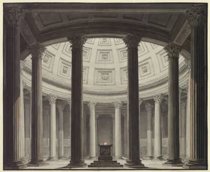 The Vestal Virgin. Opera by Gaspare Spontini. Design for the 2nd decoration. View into the Temple of Vesta