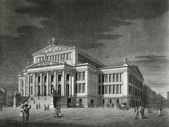 View of the Schauspielhaus (concert hall), engraving by Karl Friedrich Schinkels