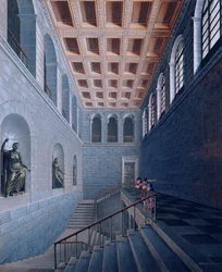 Interior view of a staircase, design for a castle in Koestritz, 1802-03