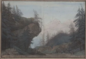 King Yngurd. Tragedy by Adolf Müllner. Design for the 3rd set. Woodland landscape