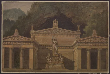 Olimpia. Opera by Gaspare Spontini. Design for the 4th Decoration. Temple of Diana