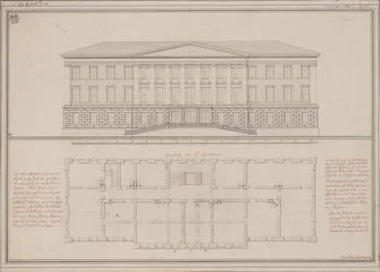 Ratibor (Racibórz). Design for the Higher Regional Court. Elevation and Ground Plan