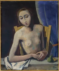 Girl in Front of Curtain