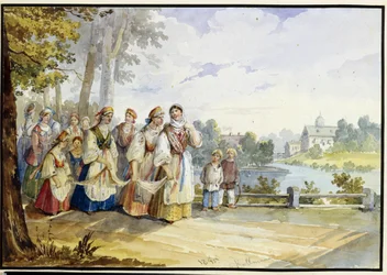 Russian Peasant Girls with Festival Dress