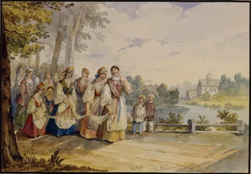 Russian Peasant Girls with Festival Dress, 1845