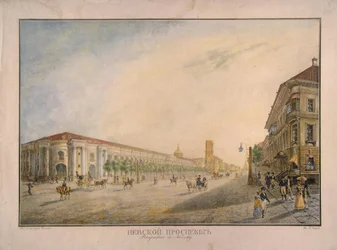 View of Nevsky Prospekt Near the Gostiny Dvor in Saint Petersburg