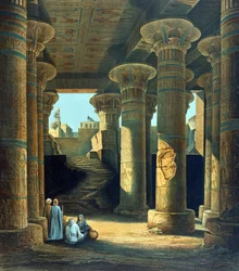 Interior view of the Hall of Pillars at Esneh (Lithograph after Karl Richard Lepsius)