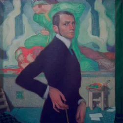 Self-Portrait against Nibelungen Cycle