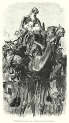 Guardian of cats travelling with a caravan of pilgrims