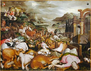 Noah, His Family and All the Animals Leaving the Ark