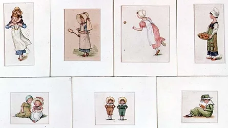 Collection of Miniature Watercolours of Children Playing
