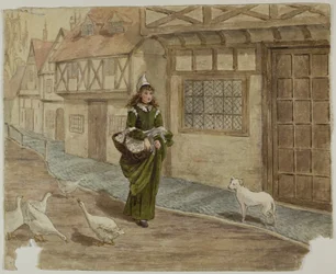 Girl with Eggs and Geese