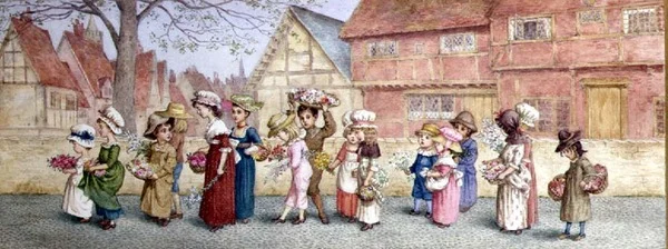 Procession of Sixteen Children Carrying Flowers