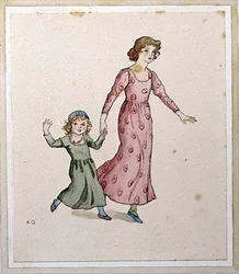 Two Little Girls in Party Dresses