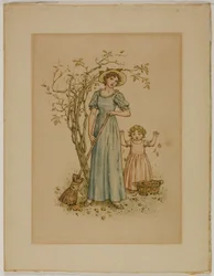 Woman with Broom and Little Girl