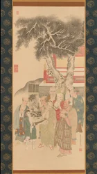 Ten Rakan Examining a Painting of White-Robed Kannon