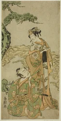 The Actors Nakamura Nakazo I as Matsukaze and Ichikawa Komazo I as Yukihira, in the Play Kuni no Hana Ono no Itsumoji, Performed at the Nakamura Theater in the Eleventh Month, 1771