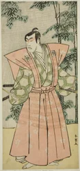 The Actor Matsumoto Koshiro IV as Hatakeyama Shigetada Disguised as Honjo Soheiji in the Play Edo no Fuji Wakayagi Soga, Performed at the Nakamura Theater in the First Month, 1789