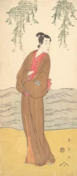 The Third Segawa Kikunojo as Hisamatsu Standing on the Bank