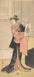 The Third Segawa Kikunojo as a Woman Standing in a Room
