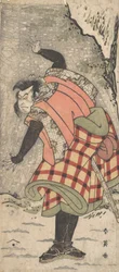 Unidentified Actor as a Kyokaku Standing at the Foot of a Cliff in a Snow Storm
