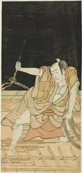 Actors Nakamura Nakazo I as Danshichi Kurobei and Ichikawa Danjuro V as Issun Tokubei in Mirror of Osaka in the Summer Festival (Natsu Matsuri Naniwa Kagami)