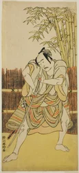 The Actor Bando Mitsugoro I as Ogata no Saburo Disguised as Yoroya Takiemon in the Play Mure Takamatsu Yuki no Shirahata, Performed at the Ichimura Theater in the Eleventh Month, 1780