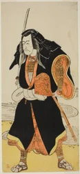 The Actor Ichikawa Danjuro V, Probably as Ise no Saburo Disguised as Sanjo Uemon, Leader of a Robber Gang, in Part Two of the Play Fude-hajime Kanjincho (First Calligraphy of the New Year: Kanjincho [The Subscription List]), Performed at the Nakamura Theat