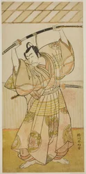 The Actor Ichikawa Danjuro V as Taira no Munekiyo (?) from the Play Kitekaeru Nishiki no Wakayaka (?), Performed at the Nakamura Theater (?) in the Eleventh Month, 1780 (?)