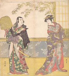 Kabuki Actors Sawamura Sojuro III and Sanogawa Ichimatsu III in A Courtesan’s Mirror for..., 1788