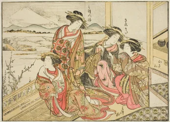 Courtesans of the Obishiya, from the book "Mirror of Beautiful Women of the Pleasure Quarters," vol. 2