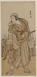 Ichikawa Danjuro V as a Traveller Beside a Clump of Iris, c. 1780