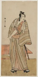 Ichikawa Yaozo II as a Otokodate Standing by a Bench