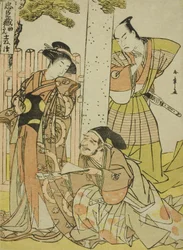 Scene at the Tsurugaoka Hachiman Shrine, from Act One of Chushingura (Treasury of the Forty-seven Loyal Retainers), from the Series Chushingura Juichimai-Tsuzuki (Set of Eleven Sheets Illustrating Chushingura), c. late 1770s