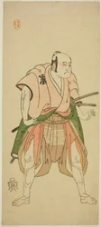 The Actor Bando Sampachi I as Yawata no Saburo in the Play Shuen Soga Omugaeshi, Performed at the Ichimura Theater in the Second Month, 1768