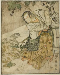 The Actor Ichikawa Danjuro V as Ogata no Sabura in the Play Nue no Mori Ichiyo no Mato, Performed at the Nakamura Theater in the Eleventh Month, 1770