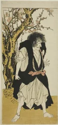 The Actor Ichikawa Danjuro V as the Renegade Buddhist Monk Wantetsu from Okamidani, in the Fifth Scene of the Play Date Nishiki Tsui no Yumitori, Performed at the Morita Theater in the Eleventh Month, 1778