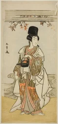 The Actor Ichikawa Monnosuke II as the Court Servant Shoheida Sadamori in the Play Masakado Kammuri no Hatsuyuki, Performed at the Nakamura Theater in the Eleventh Month, 1777
