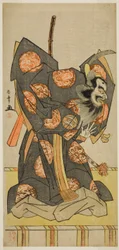 The Actor Nakajima Mihoemon II as Shujaku Tenno in the Play Masakado Kammuri no Hatsuyuki, Performed at the Nakamura Theater in the Eleventh Month, 1777