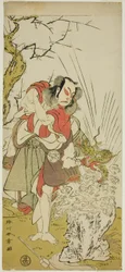 The Actor Nakamura Juzo II as Yushichi (?) in the Play Keisei Momiji no Uchikake (?), Performed at the Morita Theater (?) in the Seventh Month, 1772 (?)