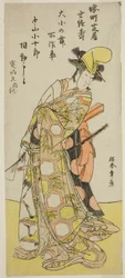 The Actor Nakamura Kojuro VI in a Daisho no Mai (Sword Dance), in the Play Gion Nyogo, Performed at the Nakamura Theater in the Tenth Month, 1786