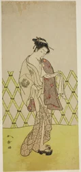 The Actor Nakamura Riko I as Hakata no Kojoro in the Play Shitenno-ji Nobori Kuyo, Performed at the Ichimura Theater in the Eighth Month, 1773