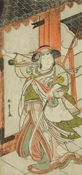 The Actor Nakamura Tomijuro I as Hangaku Gozen Breaking Down the Gate in the Play Wada-gassen Onna Maizuru